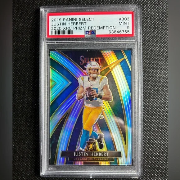 2019 Select Justin Herbert XRC Rookie #303 Silver Prizm Redemption PSA 9 MINT - Picture 1 of 3